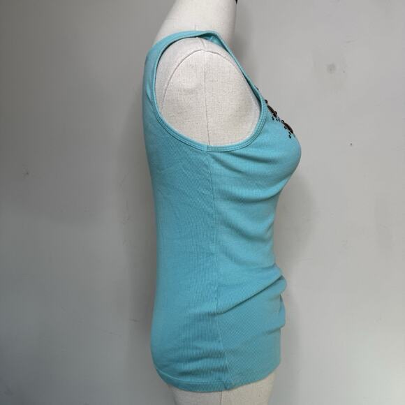 Vintage Y2K FANG Aqua Embellished Tank Top Indie Glam Boho Grunge Sleeze Fairy M - Picture 4 of 7